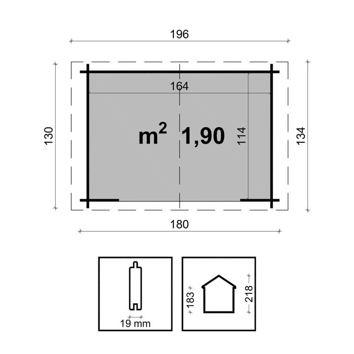 Casetta da Giardino Legnaia in Legno d'Abete Nordico 18 mm-198x108cm  Italfrom309