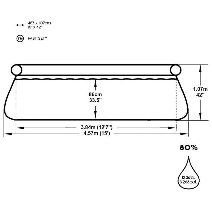Bestway Set Per Piscina Gonfiabile Fast Set Rotonda 457x122 Cm