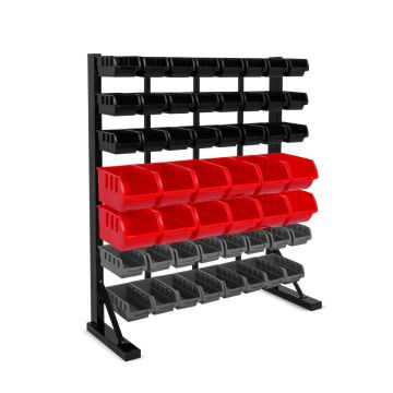 Pal Premium - Scaffale da garage per minuteria, porta attrezzi freestanding con 52 porta utensili Boudech Nero