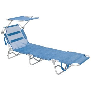 Sandwich Top - Lettino da spiaggia pieghevole, con tettuccio e schienale reclinabile Brixo Blu