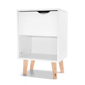 Andrea - Comodino di design moderno, ampio cassetto e ripiano Frankystar Bianco