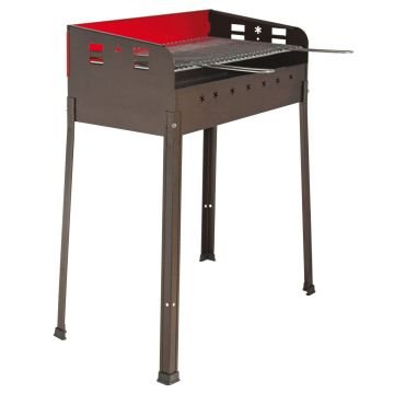 Picnic Family - Barbecue a legna con griglia da 47x37 cm No Brand Rosso