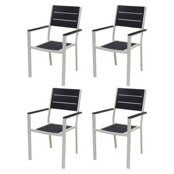 Metalwood - 4 sedie da giardino con braccioli, effetto legno No Brand Grigio 10%