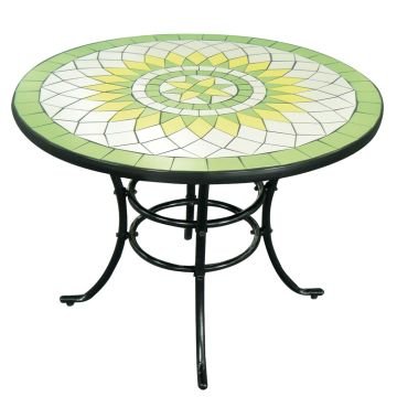Limonaia - Tavolino Da Giardino In Acciaio Con Ripiano Intarsiato In Terracotta No Brand Multicolore