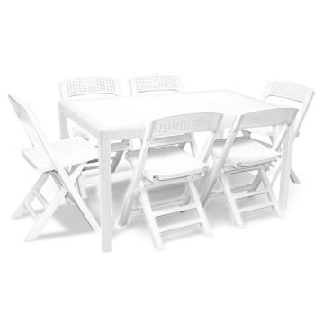 Prince + Asso - Set da pranzo per esterni - tavolo (150x90 cm) + 6 sedie pieghevoli Progarden 