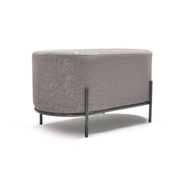 LIPSIA LETHERETTE - Pouf ovale in letherette Frankystar Grigio 30%