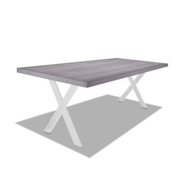Tavolo da pranzo in legno e metallo con piedi a X bianchi - 160x90 cm Frankystar 