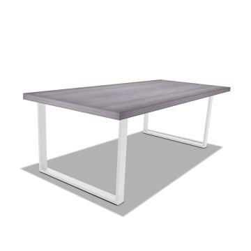 Tavolo da pranzo in legno e metallo con piedi quadrati bianchi - 220x100 cm Frankystar 