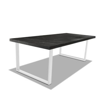 Tavolo da pranzo in legno e metallo con piedi quadrati bianchi - 160x90 cm Frankystar 