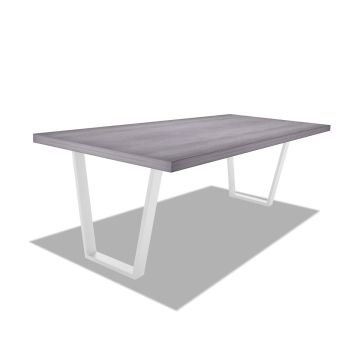 Tavolo da pranzo in legno e metallo con piedi trapezoidali bianchi - 160x90 cm Frankystar 