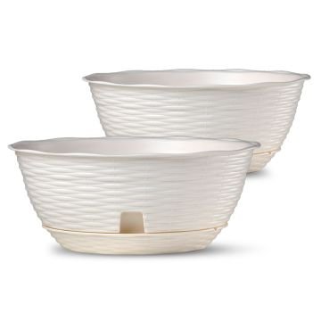 Paglia - Set di 2 vasi ciotola con sottovaso ⌀ 30 cm Bama 